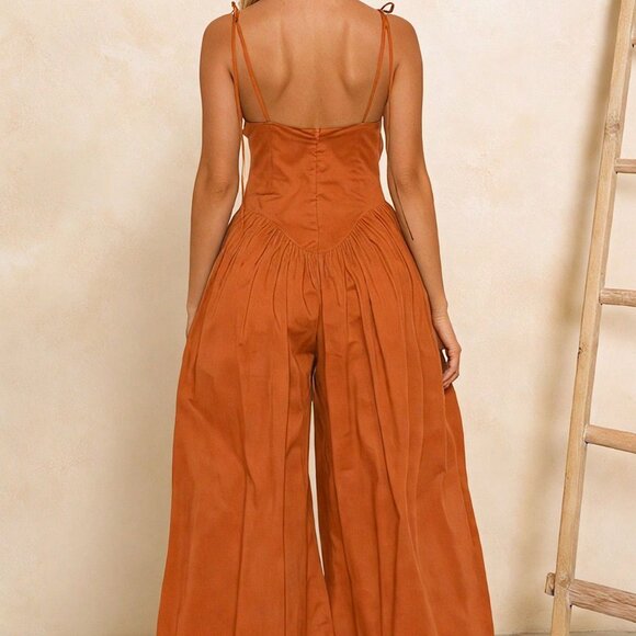 Orange Elegant Women's Jumpsuit with Sweetheart Neck, Strap, Bodice, Balloon Leg - Picture 2 of 3